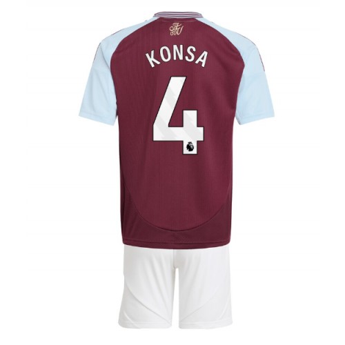 Dětský fotbalový dres Aston Villa Ezri Konsa #4 2024-25 Domácí Krátký Rukáv (+ trenýrky)